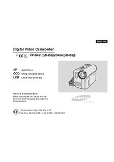 Samsung VP D 455 i manual. Camera Instructions.